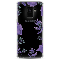 Силиконовый чехол Сиреневая цветочная рамка на Samsung Galaxy A8 2018 Case Place