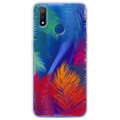 Силиконовый чехол Рамка из перьев на Realme 3 Pro Case Place
