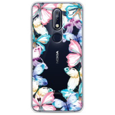 Силиконовый чехол Рамка из бабочек на Nokia 7.1 Case Place