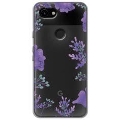 Силиконовый чехол Сиреневая цветочная рамка на Google Pixel 3a Case Place
