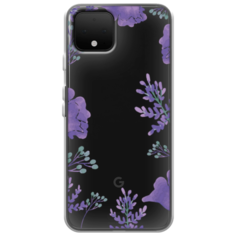 Силиконовый чехол Сиреневая цветочная рамка на Google Pixel 4 Case Place