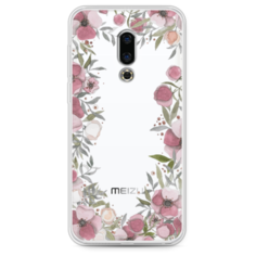 Силиконовый чехол Розовая цветочная рамка на Meizu 16th Case Place
