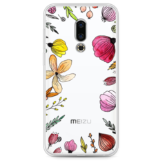Силиконовый чехол Цветочная рамка на Meizu 16th Case Place