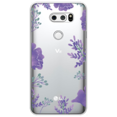 Силиконовый чехол Сиреневая цветочная рамка на LG V30 Case Place