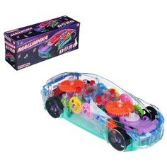 Машинка с прозрачным кузовом ИГРОЛЕНД, шестеренки, движение, 3АА, пластик, 8,5х20,3х6,3см