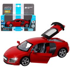 Машинка детская, металлическая, инерционная, Автопанорама, коллекционная, 1:32 Audi R8 GT, красный, свет, звук, открывающиеся двери