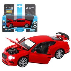 Машинка детская, металлическая, инерционная, Автопанорама, коллекционная, 1:32 Bentley Continental GT Supersports, красный, открывающиеся двери