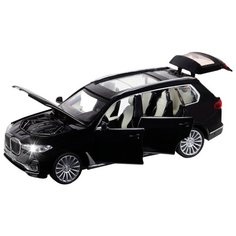 Машинка детская, металлическая, инерционная, Автопанорама, коллекционная, 1:32 BMW X7, черный, свет, звук, открывающиеся двери