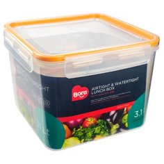 Контейнер пластиковый BORA квадратный с крышкой на защелках 3.1 л