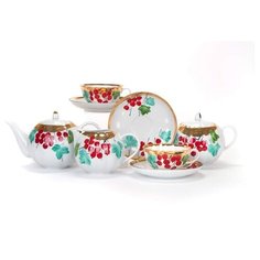 Сервиз чайный. Дулёвский фарфоровый завод. Форма Тюльпан. Рисунок Калинка. 15 предм.