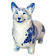 Статуэтка Собака Вельш Корги Породистая Гжель ручная роспись