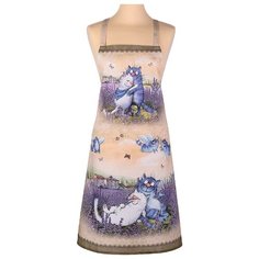 Фартук синие коты. лаванда, SANTALINO 100% хлопок,твил, беж (850-718-7)