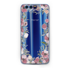 Силиконовый чехол Розовая цветочная рамка на Huawei Honor 9 Case Place