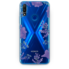Силиконовый чехол Сиреневая цветочная рамка на Huawei Honor 9X Case Place