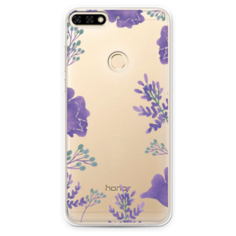 Силиконовый чехол Сиреневая цветочная рамка на Huawei Honor 7C Case Place