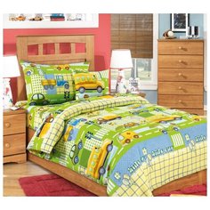 Постельное белье «Машинки 2», бязь (Ясельный), простыня на резинке Текс Дизайн