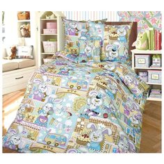 Постельное белье «Зайкин город», бязь (Ясельный), простыня на резинке Текс Дизайн