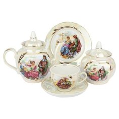 Сервиз чайный. Дулёвский фарфоровый завод. Форма Гранатовый. Рисунок Перламутровый. 20 предметов.