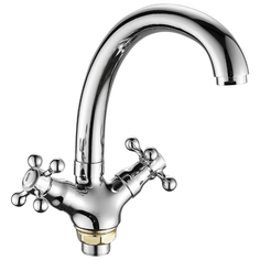 Смеситель для кухни, FASHUN A4219-2, материал латунь, цвет хром, механизм - кран-букса керамическая, поверхность глянцевая