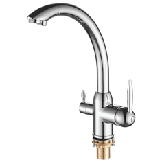 Смеситель для кухни, FASHUN A4399, материал латунь, цвет хром, механизм - керамический картридж, поверхность глянцевая