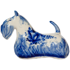 Статуэтка Собака Скотчтерьер Породистая Гжель