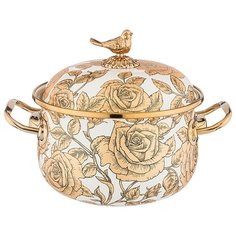 Кастрюля Agness эмалированная с крышкой, серия ренессанс 2,1л, диа.16 см подходит для индукцион.плит (950-153)