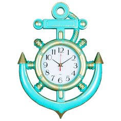 Часы настенные "Классика"круг d=45 см, корпус в форме якоря бирюза с золотом,3827-001 Рубин