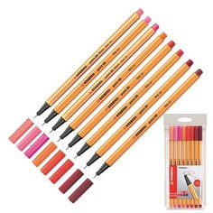 Линер Stabilo Point, 0,4 мм, 8 штук, оттенки красного