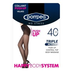 Женские колготки Pompea, TRIPLE ACTION 40 den, (плоский шов) с шортиками PUSH-UP, размер 4, черный