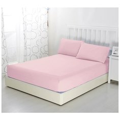 Простыня на резинке Розовая, 90х200х20, трикотаж, 100% хлопок Текс Дизайн
