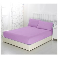 Простыня на резинке Сиреневая, 90х200х20, трикотаж, 100% хлопок Текс Дизайн