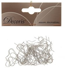 КРЮЧКИ серебряные для елочных игрушек и украшений, 35х0.8 мм, упаковка 50 шт., Kaemingk 400003