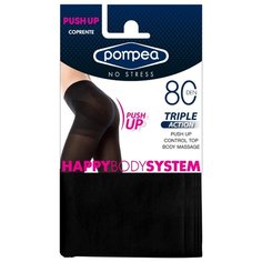 Женские колготки Pompea, TRIPLE ACTION 80 den, (плоский шов) с шортиками PUSH-UP, размер 3, черный