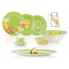 Столовый сервиз POP FLOWER GREEN 46 предметов 6 персон Luminarc