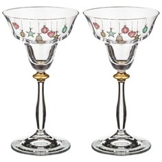 Набор подсвечников Bohemia Crystal из 2 шт.елочные игрушки d = 10 см h = 19 см (674-477)