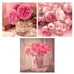 Набор из 3-х картин на холсте "Розы", 30х30 см. Картины, которые украсят и преобразят интерьер комнаты, добавят уюта и тепла в каждый дом. Качественная печать, экологически безопасные материалы. Сделано в России. Производитель: ПринтДекор, PR-CP-128 Ekoramka