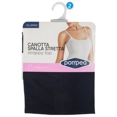 Майка Pompea, CANOTTA S.S COTTON на тонких бретелях, (хлопок), размер 3, черный