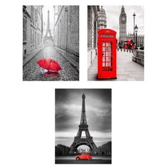 Коллекция из 3-х картин "Лондон-Париж", 30х40 см. Картины, которые украсят интерьер комнаты, подчеркнут современный стиль Вашего жилья. Качественная печать, экологически безопасные материалы. Сделано в России. Производитель:ПринтДекор, PR-CP-120 Ekoramka