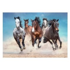 Картина на холсте 57x40 см "Табун лошадей". Картина, которая украсит и преобразит интерьер комнаты, добавит уюта и тепла в каждый дом. Качественная печать, экологически безопасные материалы. Сделано в России. Производитель: ПринтДекор, PR-PH-202 Ekoramka