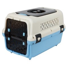 Переноска для животных STEFAN с дополнительной дверью на крыше, (M), размер 51х33х34, BP2715, цвет голубой.