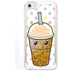 Жидкий чехол с блестками Милый стакан на iPhone 5/5S/SE Золотой Case Place