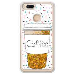 Жидкий чехол с блестками Coffee прозрачный стакан на Xiaomi Mi A1 Золотой Case Place