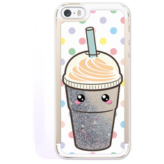 Жидкий чехол с блестками Милый стакан на iPhone 5/5S/SE Серебристый Case Place