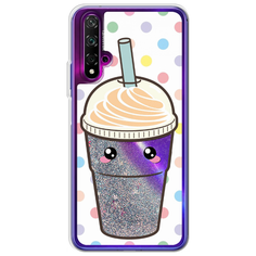 Жидкий чехол с блестками Милый стакан на Huawei Nova 5T Серебристый Case Place
