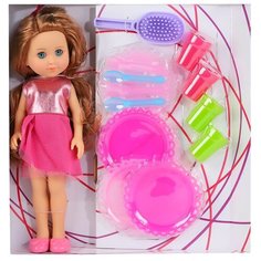 Кукла для девочек Пупс с длинными волосами, с аксессуарами, в розовом платье, в/к 35*9,7*35,7 см Компания Друзей