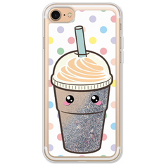 Жидкий чехол с блестками Милый стакан на iPhone 8 Серебристый Case Place