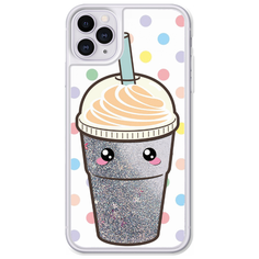 Жидкий чехол с блестками Милый стакан на iPhone 11 Pro Серебристый Case Place