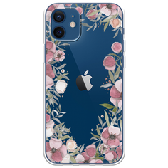 Силиконовый чехол Розовая цветочная рамка на iPhone 12 Case Place