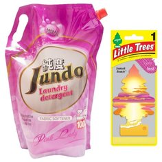 Jundo «Pink Lady» Aroma Capsule Концентрированный кондиционер для стирки белья (100 стирок)/ 2л. + подарок Натуральный ароматизатор для шкафов и помещений Ёлочка "Сансет Бич" (Sunset Beach)