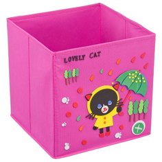 Кофр с аппликацией "Черный кот", Д300 Ш300 В300, розовый Handy Home